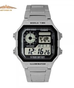 CASIO AE-1200WHD-1AVDF - NAM - KÍNH NHỰA - DÂY KIM LOẠI - PIN - SIZE 45MM - MÁY NHẬT