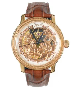 OGIVAL OG358.88AG42R-GL (BÁT MÃ TRUY PHONG) - NAM - KÍNH SAPPHIRE - DÂY DA - AUTOMATIC - SIZE 42MM - MÁY THỤY SỸ