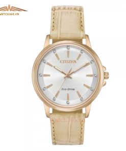 CITIZEN FE7033-08A - NỮ - KÍNH KHOÁNG - DÂY DA - PIN - SIZE 37MM - MÁY NHẬT