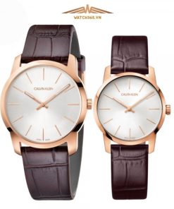 CALVIN KLEIN K2G226G6 & K2G23620 - ĐỒNG HỒ ĐÔI - KÍNH KHOÁNG - DÂY DA - PIN - SIZE 37&32 MM - MÁY THUỴ SỸ