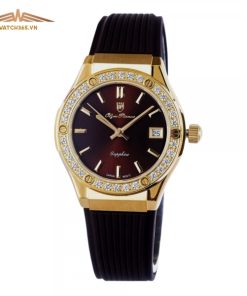 OLYM PIANUS OP990-45DLK-GL-NN - NỮ - KÍNH SAPPHIRE - DÂY CAO SU - PIN - SIZE 34MM - MÁY NHẬT