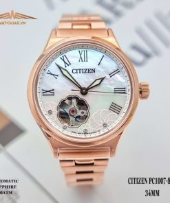 CITIZEN MECHANICAL FLOWER PC1007-81D - NỮ - KÍNH SAPPHIRE- DÂY KIM LOẠI - AUTOMATIC - SIZE 34MM - MÁY NHẬT