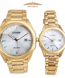 CITIZEN BM7492-57A & EW2582-59A - ĐỒNG HỒ ĐÔI - KÍNH SAPHIRE - DÂY KIM LOẠI - ECO DRIVE - SIZE 41&28MM - MÁY NHẬT