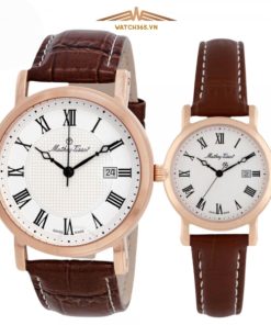 MATHEY TISSOT HB611251PBR & D31186PBR - ĐỒNG HỒ ĐÔI - KÍNH SAPPHIRE - DÂY DA - PIN - SIZE 42&28MM - MÁY THỤY SỸ