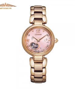 CITIZEN MECHANICAL HEART SERIES LADY PR1022-80X - NỮ - KÍNH SAPHIRE - DÂY KIM LOẠI - AUTOMATIC - SIZE 28MM - MÁY NHẬT