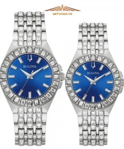 BULOVA CRYSTAL PHANTOM 96A254 & 96L290 - ĐỒNG HỒ ĐÔI - KÍNH KHOÁNG - DÂY KIM LOẠI - PIN - SIZE 42&32 MM - MÁY THỤY SỸ