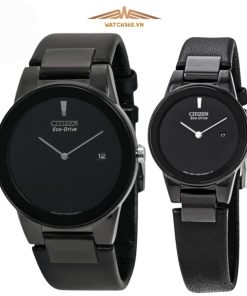CITIZEN AU1065-07E & GA1055-06E - ĐỒNG HỒ ĐÔI - KÍNH KHOÁNG - DÂY DA - ECO DRIVE - SIZE 40&30MM - MÁY NHẬT