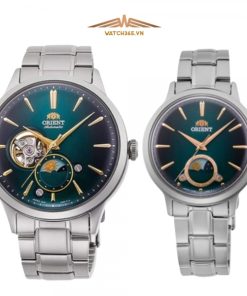 ORIENT SUN AND MOON RA-AS0104E00B & RA-KB0005E00B - ĐỒNG HỒ ĐÔI - KÍNH KHOÁNG - DÂY KIM LOẠI - AUTOMATIC - SIZE 41.5&34MM - MÁY NHẬT