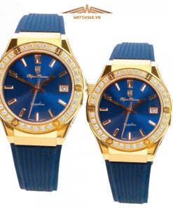 OLYM PIANUS CLASSIC FUSION OP990-45ADGK-GL-X & OP990-45DLK-GL-X - ĐỒNG HỒ ĐÔI - KÍNH SAPPHIRE - DÂY CAO SU - AUTOMATIC - SIZE 42&34 mm - MÁY NHẬT