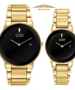 CITIZEN AU1062-56E & GA1052-55E - ĐỒNG HỒ ĐÔI - KÍNH KHOÁNG - DÂY KIM LOẠI - ECO DRIVE - SIZE 40&29.5MM - MÁY NHẬT