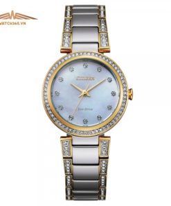 CITIZEN EM0844-58D - NỮ - KÍNH KHOÁNG - DÂY KIM LOẠI - ECO DRIVE - SIZE 28MM - MÁY NHẬT