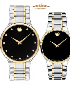 MOVADO SERIO DIAMOND 0607287 & 0607384 - ĐỒNG HỒ ĐÔI - KÍNH SAPPHIRE - DÂY KIM LOẠI - PIN - SIZE 38&28MM - MÁY THỤY SỸ