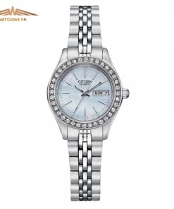 CITIZEN QUARTZ CRYSTAL EQ0530-51N - NỮ - KÍNH KHOÁNG - DÂY KIM LOẠI - PIN - SIZE 25.5MM - MÁY NHẬT