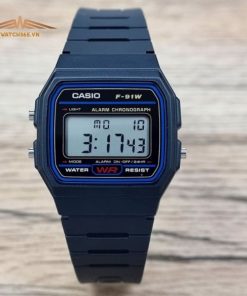 CASIO F-91W-1DG - NAM - KÍNH NHỰA - DÂY CAO SU - PIN - SIZE 38.2MM - MÁY NHẬT