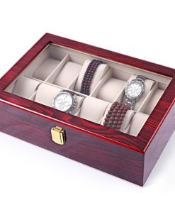 HỘP ĐỰNG ĐỒNG HỒ 12 NGĂN - NÂU - GỖ CAO CẤP