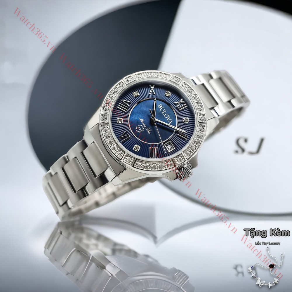 BULOVA MARINE STAR 96R215 - NỮ - KÍNH SAPPHIRE - DÂY KIM LOẠI - PIN - SIZE 32MM - MÁY THỤY SỸ - Ảnh 5