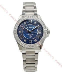 BULOVA MARINE STAR 96R215 - NỮ - KÍNH SAPPHIRE - DÂY KIM LOẠI - PIN - SIZE 32MM - MÁY THỤY SỸ