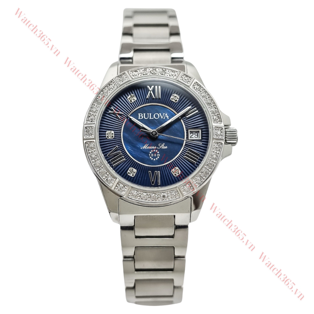 BULOVA MARINE STAR 96R215 - NỮ - KÍNH SAPPHIRE - DÂY KIM LOẠI - PIN - SIZE 32MM - MÁY THỤY SỸ