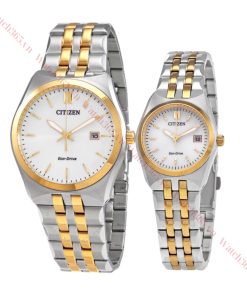 CITIZEN CORSO BM7334-58B & EW2299-50A - ĐỒNG HỒ ĐÔI - KÍNH KHOÁNG - DÂY KIM LOẠI - ECO DRIVE - SIZE 40&28MM - MÁY NHẬT