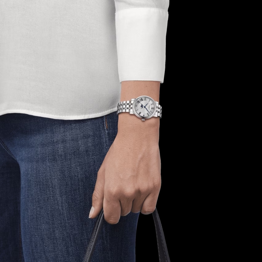 TISSOT CARSON PREMIUM LADY MOONPHASE T122.223.11.033.00 - NỮ - KÍNH SAPPHIRE - DÂY KIM LOẠI - PIN - SIZE 32MM - MÁY THỤY SỸ - Ảnh 2