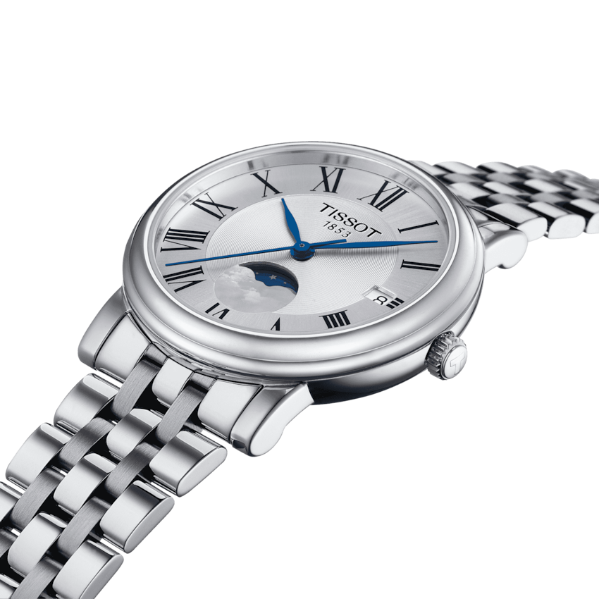 TISSOT CARSON PREMIUM LADY MOONPHASE T122.223.11.033.00 - NỮ - KÍNH SAPPHIRE - DÂY KIM LOẠI - PIN - SIZE 32MM - MÁY THỤY SỸ - Ảnh 4