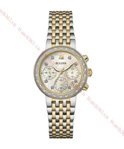 BULOVA DIAMOND CHRONOGRAPH 98R214 - NỮ - KÍNH KHOÁNG - DÂY KIM LOẠI - PIN - SIZE 30MM - MÁY THỤY SỸ