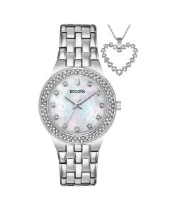 BULOVA DIAMOND 96X144 - NỮ - KÍNH KHOÁNG - DÂY KIM LOẠI - PIN - SIZE 33MM - MÁY THỤY SỸ