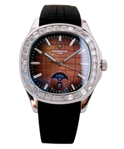 CARNIVAL AQUANUS 8113G2-VT-DCS-N - NAM - KÍNH SAPPHIRE - DÂY CAO SU - AUTOMATIC - SIZE 40MM - MÁY THỤY SỸ