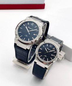 SALVATORE FERRAGAMO SFDT00219 & SFUM00221 - ĐỒNG HỒ ĐÔI - KÍNH SAPPHIRE - DÂY DA - PIN - SIZE 41&33MM - MÁY ITALIA