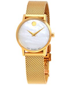 MOVADO CLASSIC MUSEUM 0607351 - NỮ - KÍNH SAPPHIRE - DÂY KIM LOẠI - PIN - SIZE 28MM - MÁY THỤY SỸ