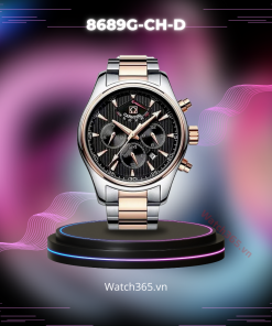 CARNIVAL 8689G-CH-D - NAM - KÍNH SAPPHIRE - DÂY KIM LOẠI - AUTOMATIC - SIZE 43MM - MÁY THỤY SỸ