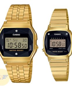 CASIO A159WGED-1DF & LA670WGAD-1DF - ĐỒNG HỒ ĐÔI - KÍNH NHỰA - DÂY KIM LOẠI - PIN - SIZE 33.2&24.6 MM - MÁY NHẬT