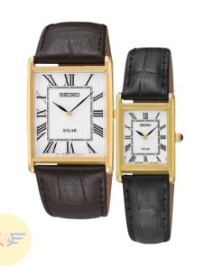 SEIKO SOLAR SUP880P1 & SUP250P1 - ĐỒNG HỒ ĐÔI - KÍNH KHOÁNG - DÂY DA - PIN - SIZE 31.5&21 MM - MÁY NHẬT