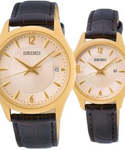 SEIKO SUR472P1 & SUR478P1 - ĐỒNG HỒ ĐÔI - KÍNH SAPPHIRE - DÂY DA - PIN - SIZE 39&30 MM - MÁY NHẬT