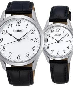 SEIKO SUR303P1 & SUR639P1 - ĐỒNG HỒ ĐÔI - KÍNH SAPPHIRE - DÂY DA - PIN - SIZE 39&29 MM - MÁY NHẬT