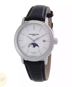 RAYMOND WEIL MAESTRO MOONPHASE 2879-STC-65001 - NAM - KÍNH SAPPHIRE - DÂY DA - AUTOMATIC - SIZE 39.5MM - MÁY THỤY SỸ