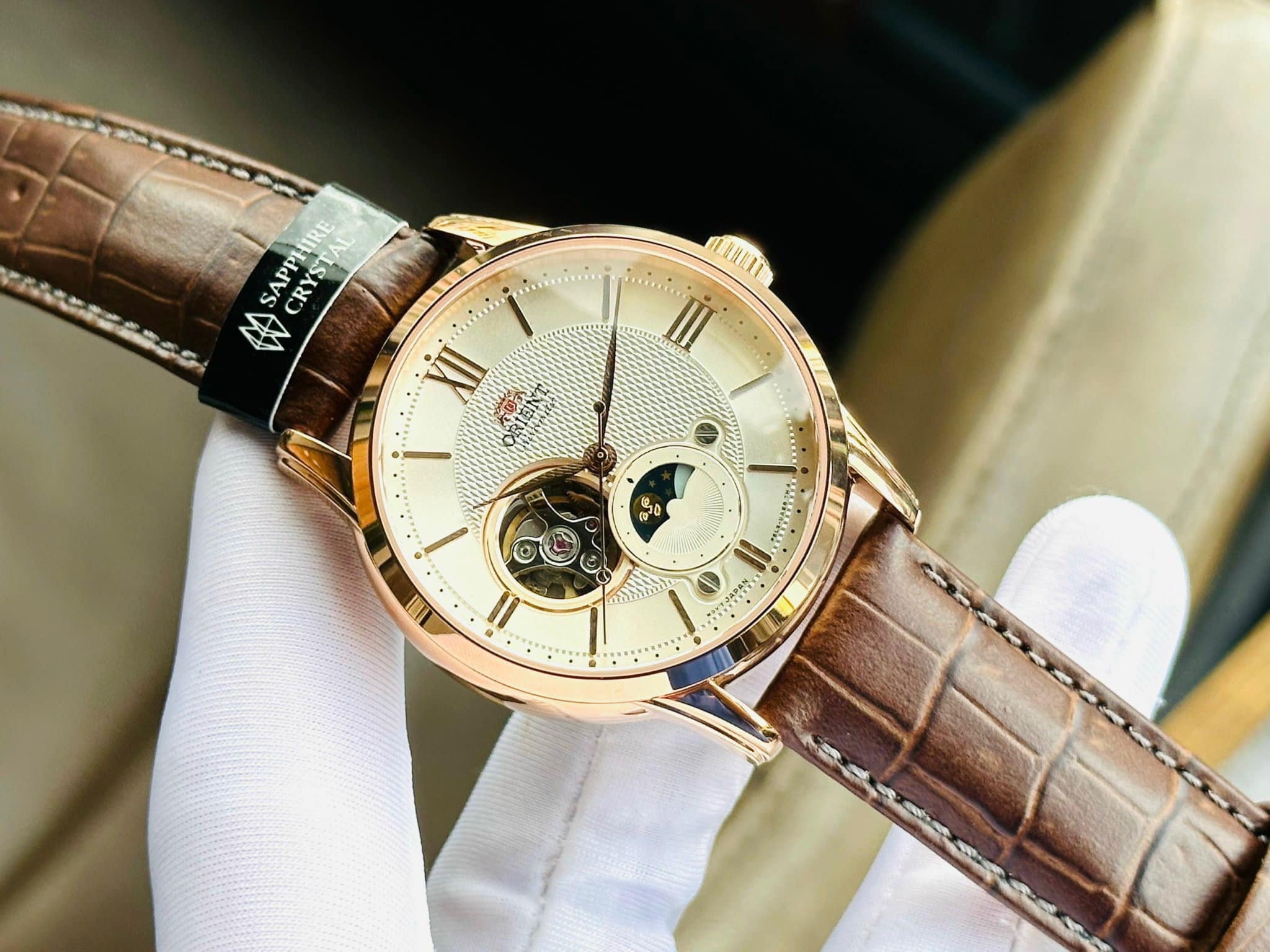 ORIENT SUN & MOON GEN 4 RA-AS0009S10B - NAM - KÍNH SAPPHIRE - DÂY DA - AUTOMATIC - SIZE 42MM - MÁY NHẬT - Ảnh 5